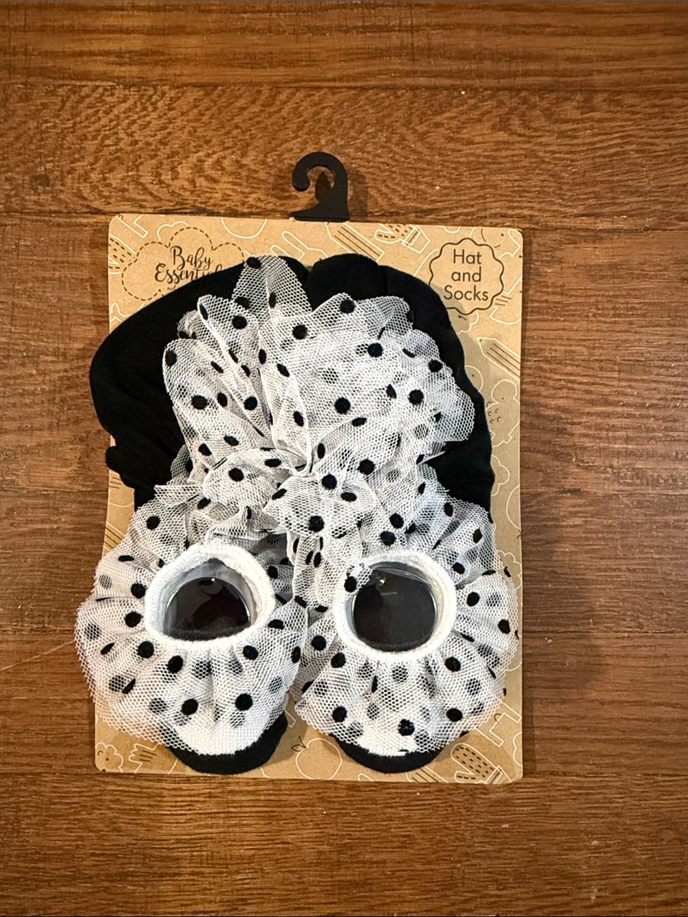 Baby Essentials Black and White Polka Dot Baby Hat & Socks Set